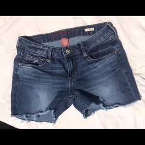 Arizona jeans cut into shorts and distressed
